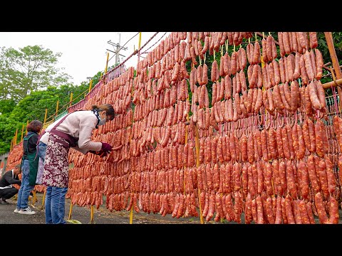 Traditional Hunan Smoked Cured Pork Belly, Cured Sausage Making / 煙燻湖南臘肉, 臘腸製作 - Taiwanese Food thumbnail