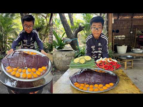 Chef Seyhak : Yummy cow liver cooking | Cow liver with duck eggs recipe thumbnail