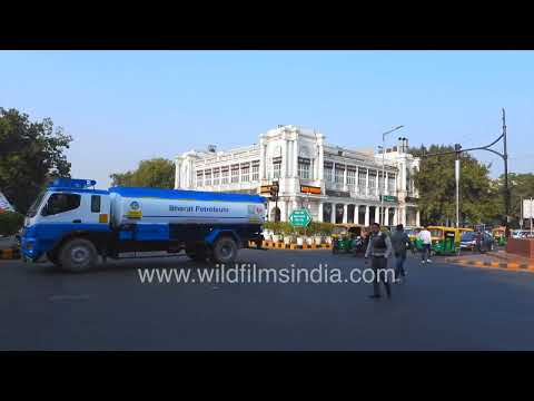 Busy Connaught Place streets and colonial architecture in New Delhi thumbnail