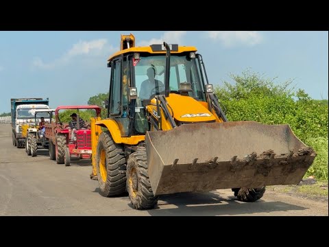 JCB 3dx | TATA 2518 Tipper | Swaraj 855 Fe | New Holland 3630 Loaded Trolly Pulling by Mahindra thumbnail