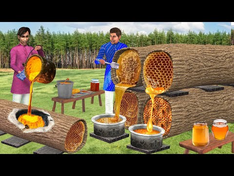 Wood Log Honey Bee Farming Gold Thief Bana Crorepati Hindi Kahani Hindi Moral Stories Comedy Video thumbnail