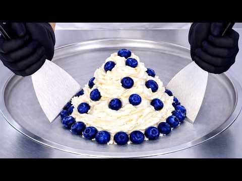Blueberries & Cream - Ice Cream Rolls | ASMR thumbnail