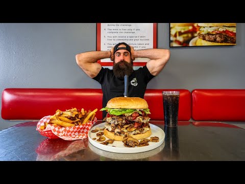 ONLY ONE PERSON HAS BEATEN THE BIGGEST BURGER AT IDAHO'S FAMOUS MAN V. FOOD DINER! | BeardMeatsFood thumbnail
