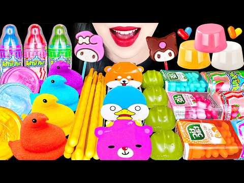 ASMR RAINBOW KUROMI CHOCOLATE BOTTLE POP CANDY JELLY MATCHA 무지개 쿠로미 마이멜로디 운세 초콜릿 보틀팝 캔디 MUKBANG 먹방 thumbnail