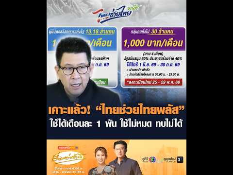 เคาะแล้ว! “ไทยช่วยไทยพลัส” ใช้ได้เดือนละ 1 พัน ใช้ไม่หมด ทบไม่ได้ thumbnail