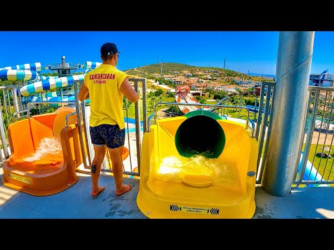 Twisting Tunnel Slide Ride 🌪️💧 | Oasis Waterpark Alaçatı 🇹🇷 thumbnail