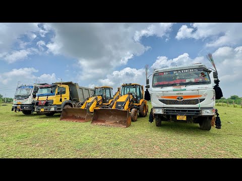 2 JCB 3dx Backhoe Loading Mud in Tata Signa 3530 Tipper and Tata 2518 Truck thumbnail