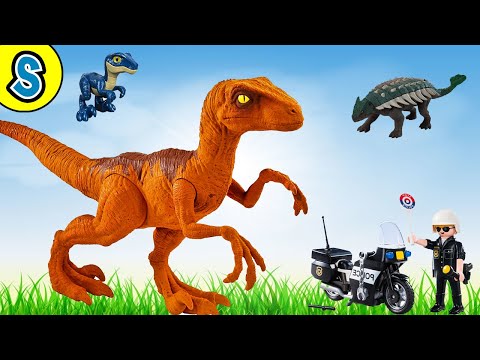 Velociraptor Attack Police Station - Skyheart's Dinosaur toys trex ankylosaurus toys jurassic world thumbnail