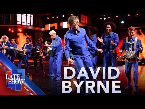 "Burning Down The House" - David Byrne feat. Stephen Colbert (LIVE on The Late Show) thumbnail