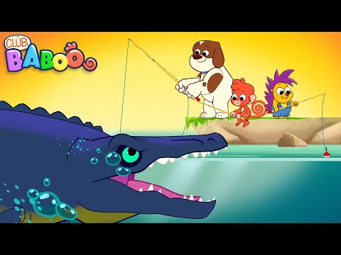 Scary MOSASAURUS eats the bait | Club Baboo | HALF HOUR Funny Dino Videos | T-Rex, Triceratops thumbnail