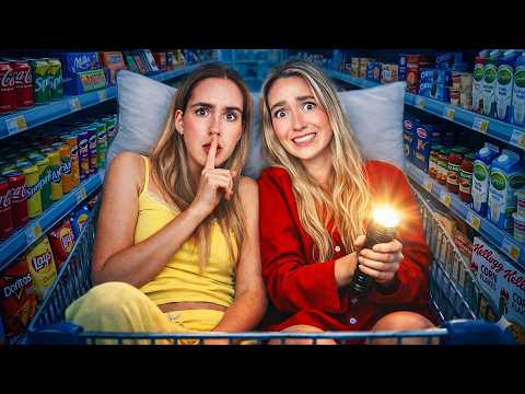 STIEKEM OVERNACHTEN IN DE SUPERMARKT...😰 thumbnail