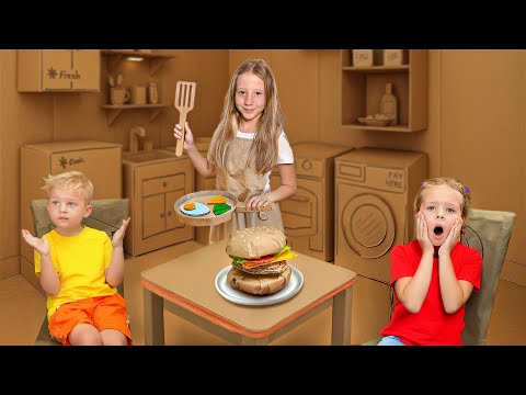 Nastya và những người bạn tham gia thử thách Ngôi nhà bằng bìa các tông thumbnail