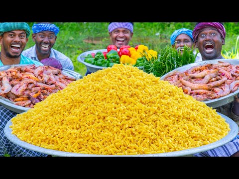 PASTA | Prawn Masala Pasta Recipe Cooking in Village | Spirali Pasta Recipe | Seafood Recipe thumbnail