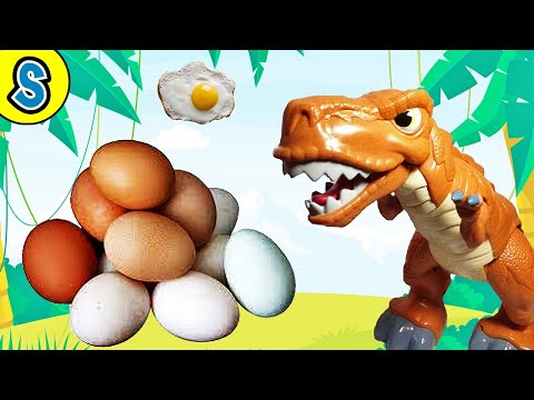 T-rex lay real dino eggs! Skyheart's dinosaur toys for kids jurassic world mattel fisher price fight thumbnail