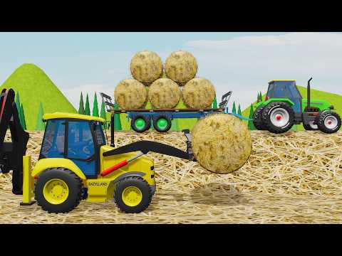 Picking Up Straw Bales from Field - Traktor Ursus i Zbieranie Bel Słomy z Pola - Traktor dla Dzieci thumbnail