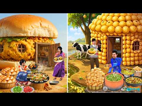 Gaon Ka Vada Pav Ghar Panipuri Ghar Street Food Hindi Kahaniya Moral Stories Funny New Comedy Video thumbnail