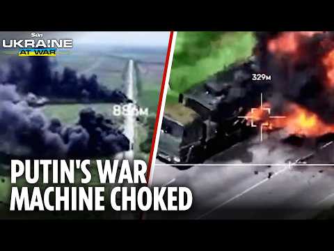 Ukraine drone blitz obliterates key Crimea supply route as highway left strewn with burning tankers thumbnail