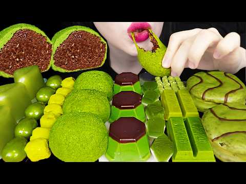 ASMR MATCHA DUBAI CHOCOLATE DESSERT 말차 두쫀쿠 젤리 캔디 먹방 MUKBANG, EATING thumbnail