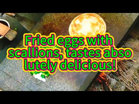 Scallion-fried eggs, a delicious treat served on a hot stone slab! thumbnail