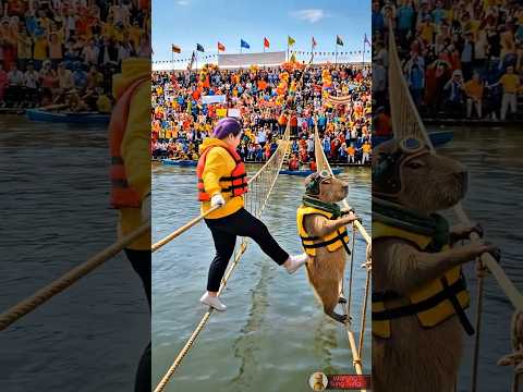 Lomba Meniti Tali diSungai... Rumi vs Capy? #kapybara #capybara thumbnail