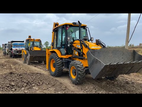 2 JCB 3dx Machines Loading Mud Together TATA Dump Truck 2518 10 Tyre Tipper with JCB 3dx thumbnail