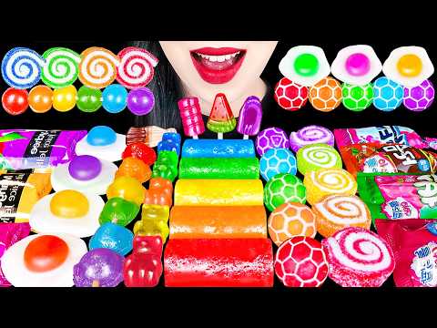 ASMR RAINBOW DESSERTS KOHAKUTO 무지개 건반 코하쿠토, 레인보우 젤리 캔디 팝잇 MOST POPULAR FOODS EATING SOUNDS MUKBANG먹방 thumbnail