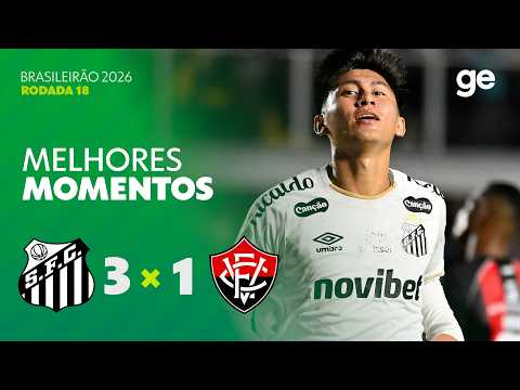 SANTOS 3 X 1 VITÓRIA | MELHORES MOMENTOS | 18ª RODADA BRASILEIRÃO 2026 | ge.globo thumbnail
