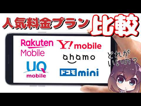 【2026年最新版】4キャリアの人気料金プランを比較します（楽天モバイル/UQモバイル/ワイモバイル/ドコモmini/ahamo） thumbnail