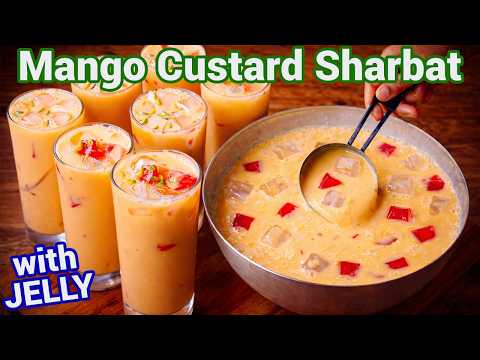 Mango Custard Sharbat with Veg Jelly | Summer Refreshing Drink Recipe - Easy Summer Cooling Sharbat thumbnail