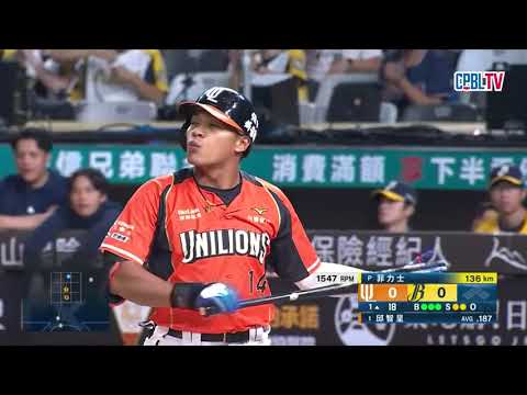 06/02 統一 VS 中信 一局上，兩出局後，朱迦恩朝右外野擊出二壘安打，最終無功而返 thumbnail