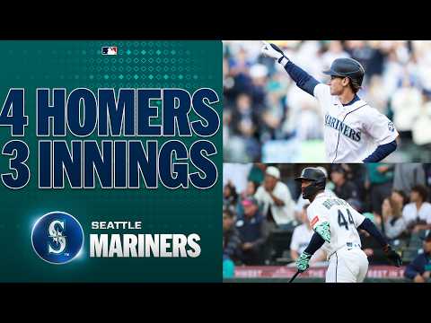 Colt Emerson and Julio Rodríguez homer in the SAME inning 🔱 (Mariners have 4 HR in 3 innings 😳) thumbnail