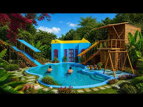 Best Top 2! How To Build Two-Story Water Slide With Houses And Swimming Pool By Ancient thumbnail