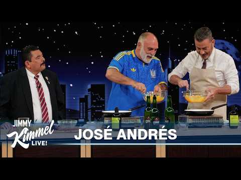 Chef José Andrés Makes Tortilla Vaga & Pours Sidra with Jimmy Kimmel and Guillermo thumbnail