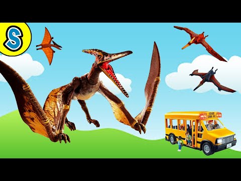 Pteranodons attack School Bus | Skyheart's Dinosaurs playmobil toys trex jurassic world mattel thumbnail
