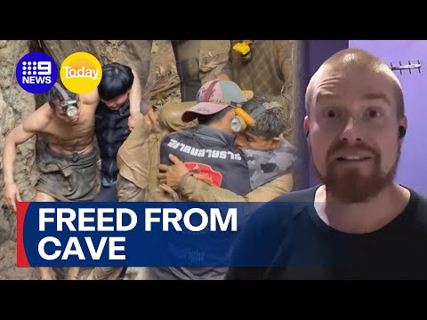 Rescuer speaks on men freed from Laos cave after being trapped | 9 News Australia thumbnail