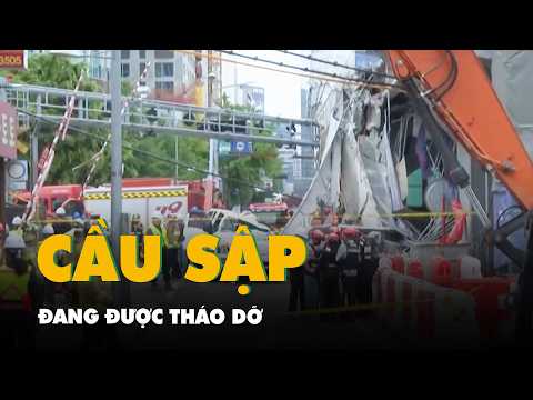 Camera quay cảnh cầu vượt cũ đang tháo dỡ bị sập ở Hàn Quốc, ít nhất 3 người chết thumbnail