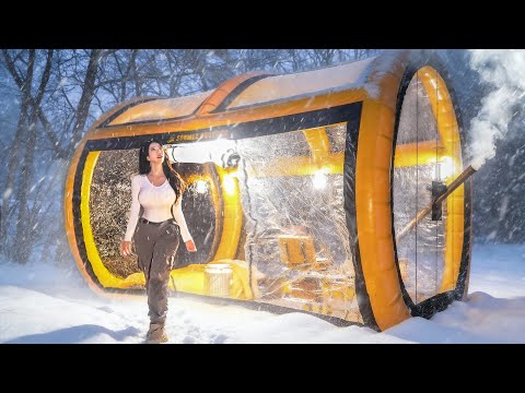 ❄️CAMPING IN THE SNOW WITH A NEW INFLATABLE TENT thumbnail