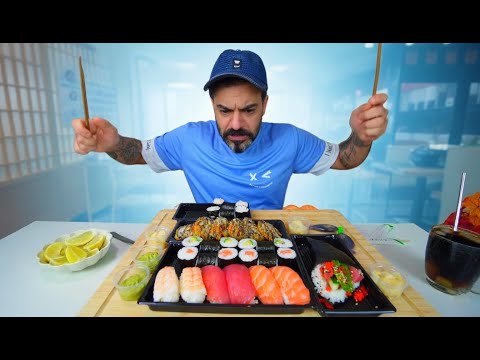 تجربة اكل كمية متنوعة من السوشي الياباني من مطعم راقي Sushi Mukbang thumbnail