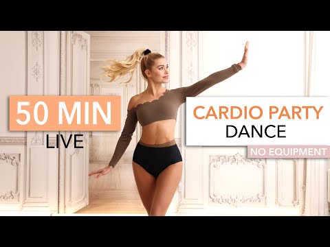 50 MIN DANCE CARDIO PARTY - burn 400-500kcal with a smile I LIVE Session thumbnail