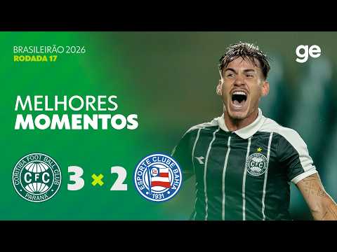 CORITIBA 3 X 2 BAHIA | MELHORES MOMENTOS | 17ª RODADA BRASILEIRÃO 2026 | ge.globo thumbnail