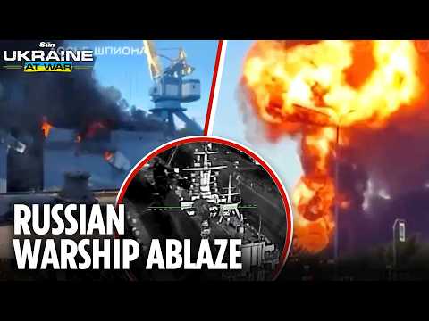 Putin's Baltic Sea warship IN FLAMES as Ukrainian drones pound St. Petersburg thumbnail