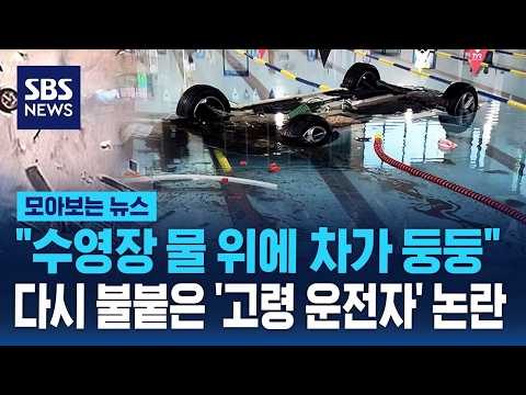 "수영장 물 위에 차가 둥둥"..다시 불붙은 '고령 운전자' 논란 / SBS / 모아보는 뉴스 thumbnail