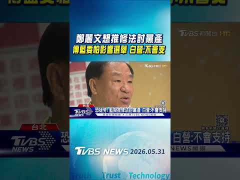 鄭麗文想推修法討黨產 傳藍委怕影響選舉 白營:不會支持｜TVBS新聞 @TVBSNEWS01 thumbnail