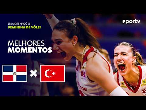REPÚBLICA DOMINICANA 2 X 3 TURQUIA | MELHORES MOMENTOS | LIGA DAS NAÇÕES FEMININA DE VÔLEI | sportv thumbnail