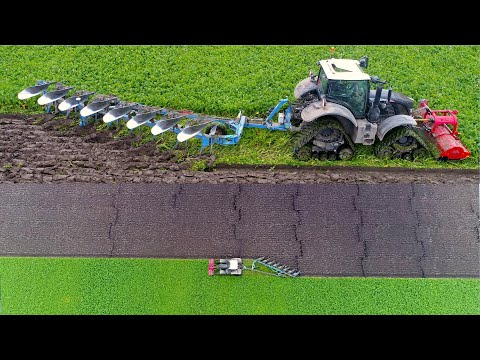 Ploughing Cover Crop | Fendt 724 vario on Tracks | Lemken Diamant 11 7 furrow plow |  de Zeeuw thumbnail