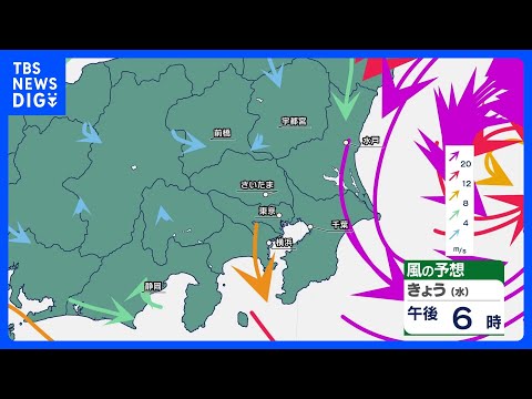 【台風6号情報】昼過ぎにかけ関東に最接近か 危険な｢線状降水帯｣発生のおそれ　夕方以降は陸地から遠ざかる見込みも吹き返しの風に警戒｜TBS NEWS DIG thumbnail