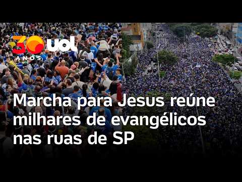 Marcha para Jesus reúne milhares de evangélicos no centro de São Paulo; veja imagens aéreas thumbnail