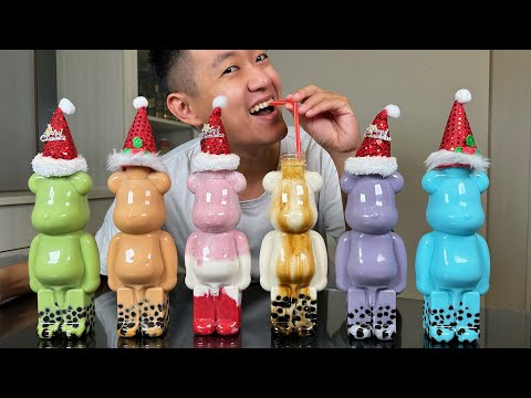 如何製作彩色聖誕小熊珍奶！How to make colorful Christmas bear pearl milk tea! thumbnail