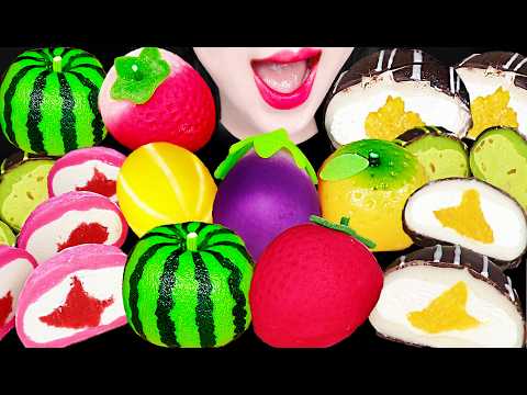 ASMR CHOCOLATE FRUIT MOCHI 초코퐁당 과일 화과자 모찌 먹방 MUKBANG, EATING thumbnail
