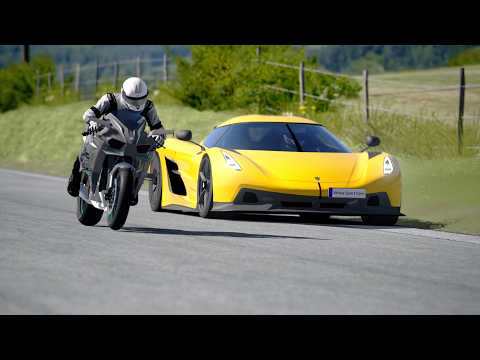 Koenigsegg Jesko Absolut vs Kawasaki Ninja H2R vs Mazda Mad Mikes vs Twin Turbo Ferrari F12 thumbnail